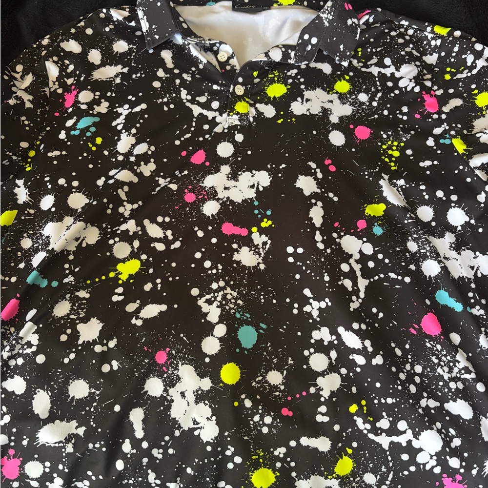 Men's Black Splatter Polo Shirt